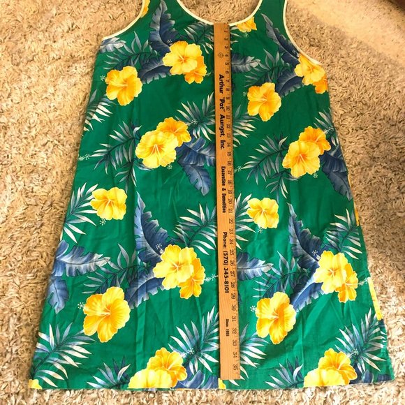 Paradise Hawaii Womens L Cotton MuMu Vtg Sleeveless Pocket Green - Picture 6 of 7